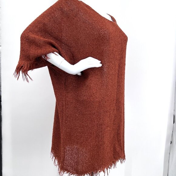 Novenka Moroccan Woven Fringe Tunic Top Eggplant Purple Rayon Cotton Linen - Picture 5 of 10